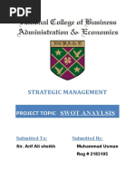 Strategic Management: Swot Anaylsis