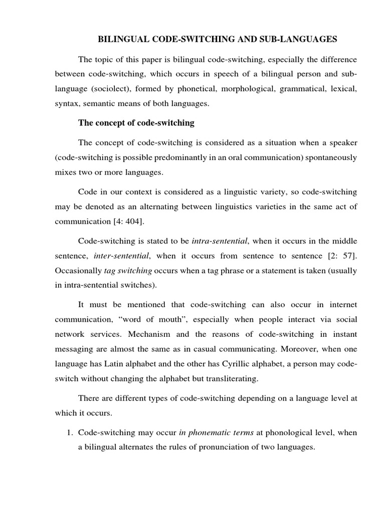 Code Switching PDF | PDF | Multilingualism | Second Language