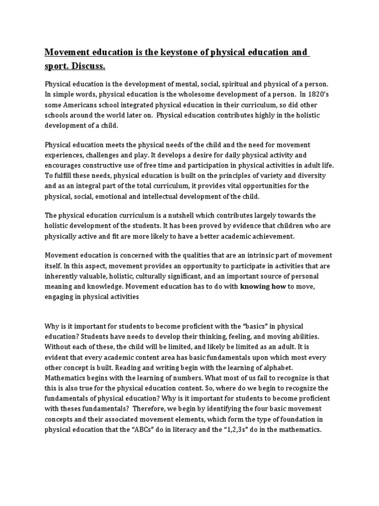 Understanding Movement Education in PE | PDF | Physical Education ...