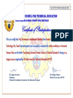Certificate of Participation: All India Council For Technical Education