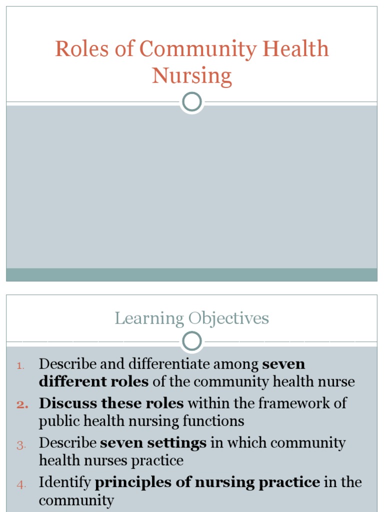 Roles of Community Health Nurses | PDF | Nursing | Leadership