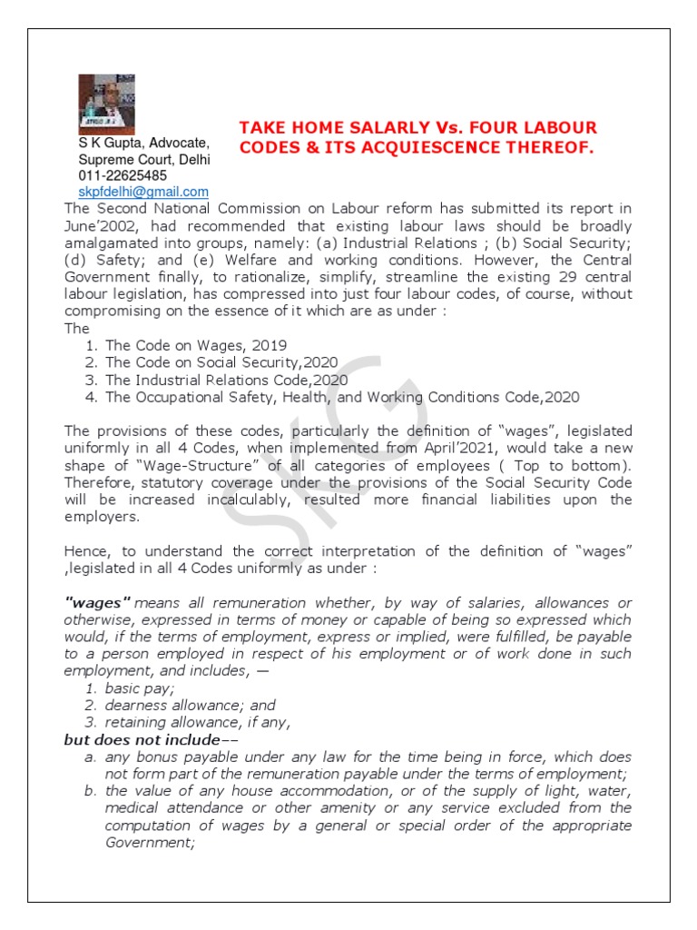 Four Labour Codes Upsc