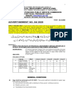 Advertisement No. 04/ 2020: Khyber Pakhtunkhwa Public Service Commission