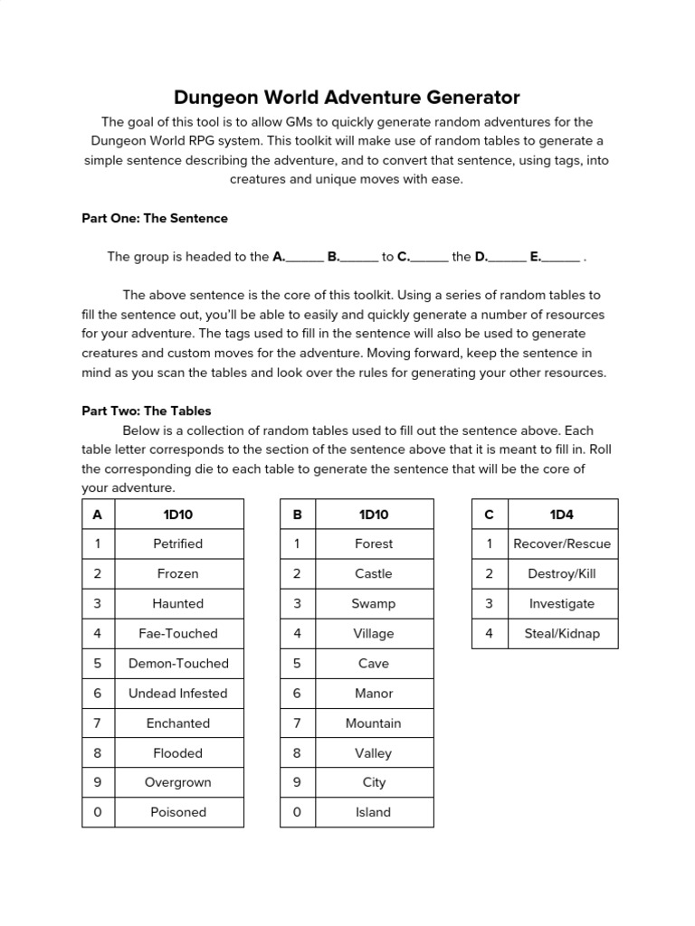 Dungeon World Adventure Toolkit | PDF | Leisure
