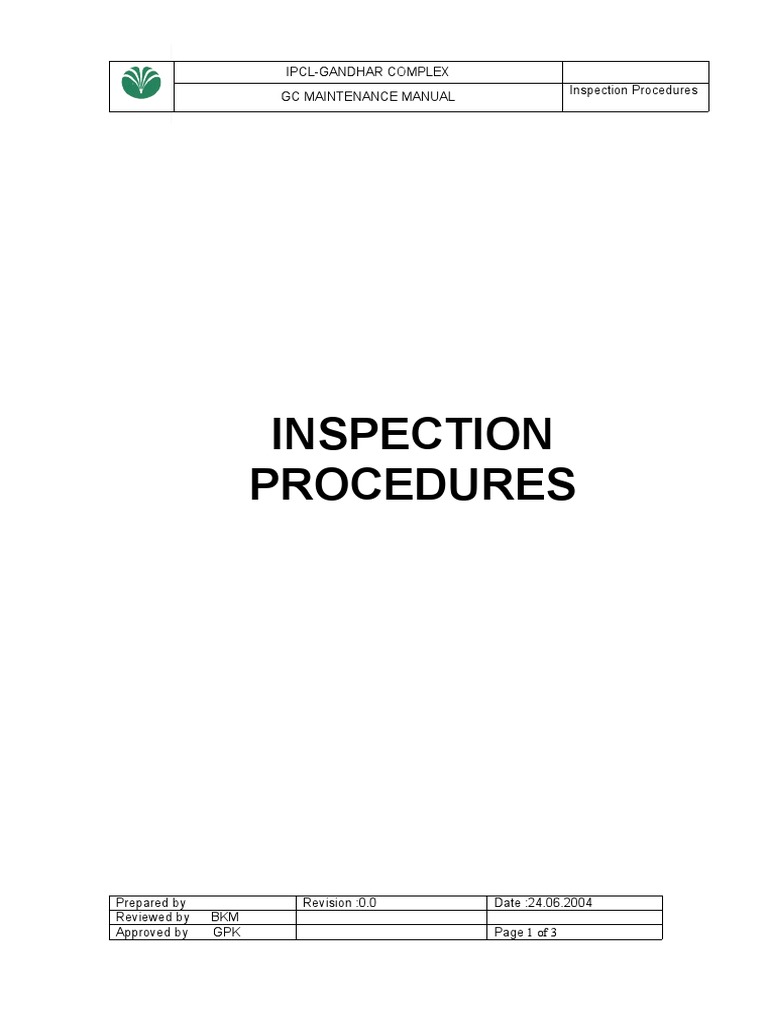 IPCL Gandhar Complex Inspection Manual | PDF | Materials | Chemistry