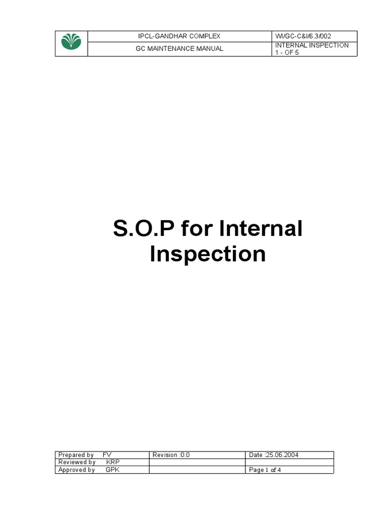 Internal Inspection Procedure Manual | PDF | Business