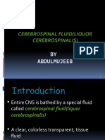 Cerebrospinal Fluid (Liquor Cerebrospinalis) : BY Abdulmujeeb