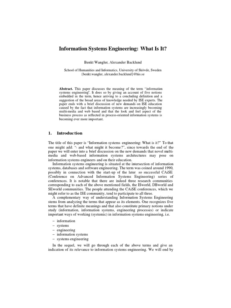 Understanding Information Systems Engineering | PDF | System ...
