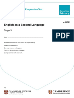 Cambridge Primary Progression Test - English As A Second Language 2016 Stage 3 - Paper 1 Question PDF