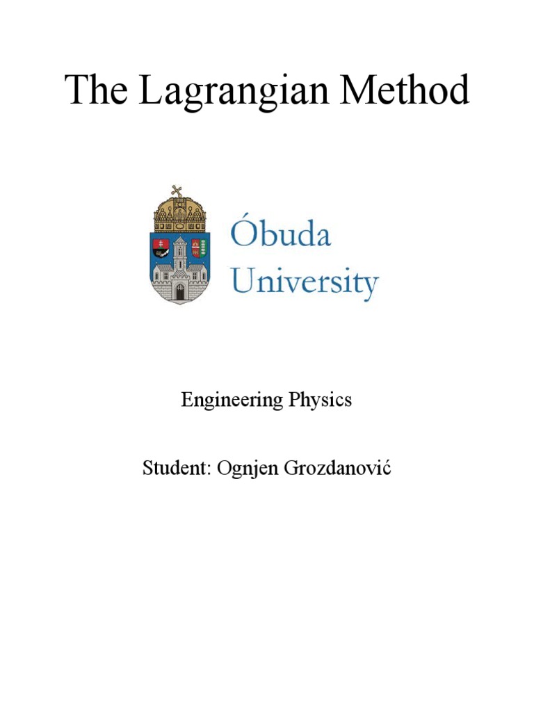 The Lagrangian Method | PDF | Lagrangian Mechanics | Euler
