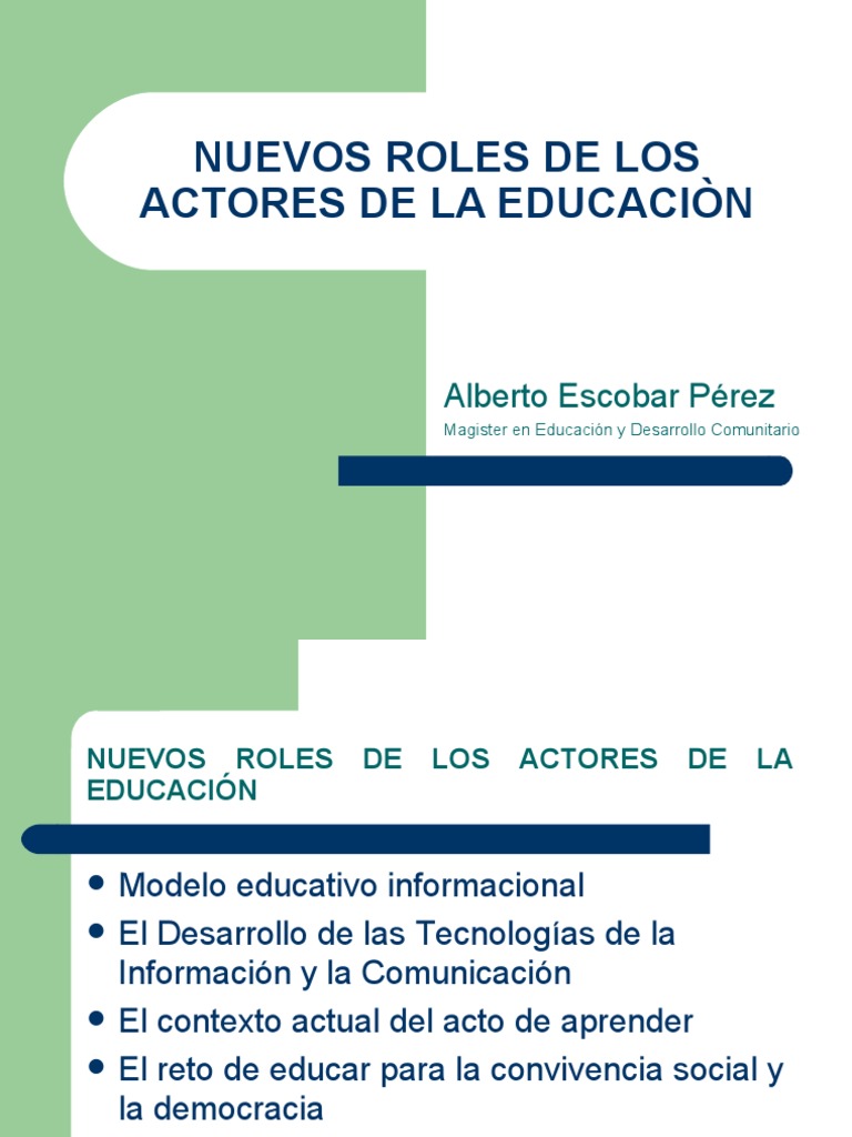 Nuevos Roles de Los Actores de La Educación | Descargar gratis PDF ...