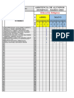 Religión - CONTROL DE ASISTENCIA ALUMNO - Dom. Mar. 2020