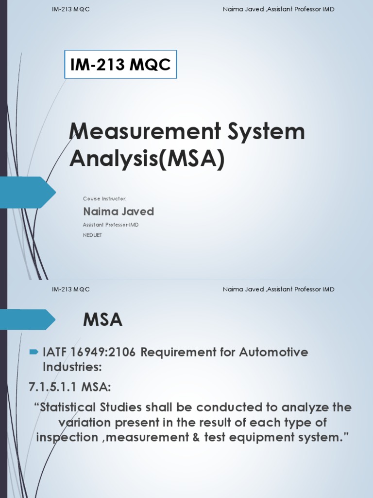MSA in IATF 16949 for Quality Assurance | PDF | Business | Technology ...