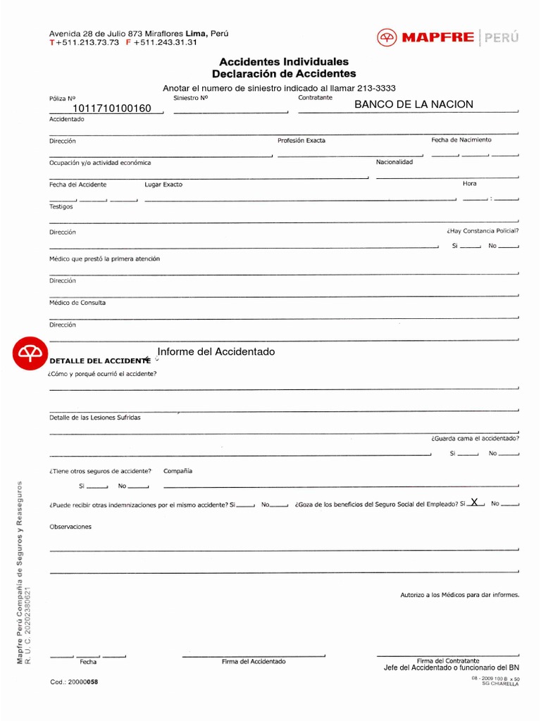 02.-Declaracion de Accidentes - Formato de Mapfre | PDF