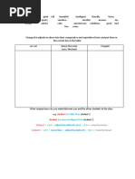 Comparative Adjective Sorting Table