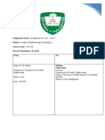 Assignment Name: Assignment LE 1101 - 2K19 Subject: Leather Manufacturing Technology 1 Course Code: LE 1101 Date of Submission: 22/11/20 From To