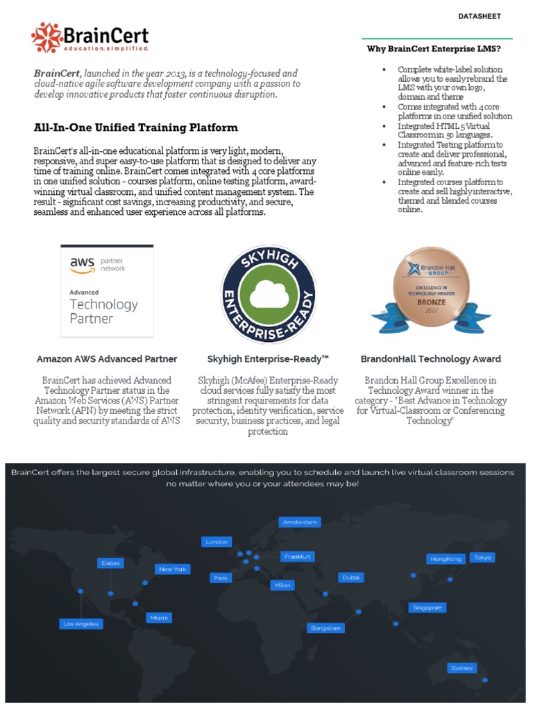 BrainCert LMS Datasheet 0420 | PDF | Computing | Software