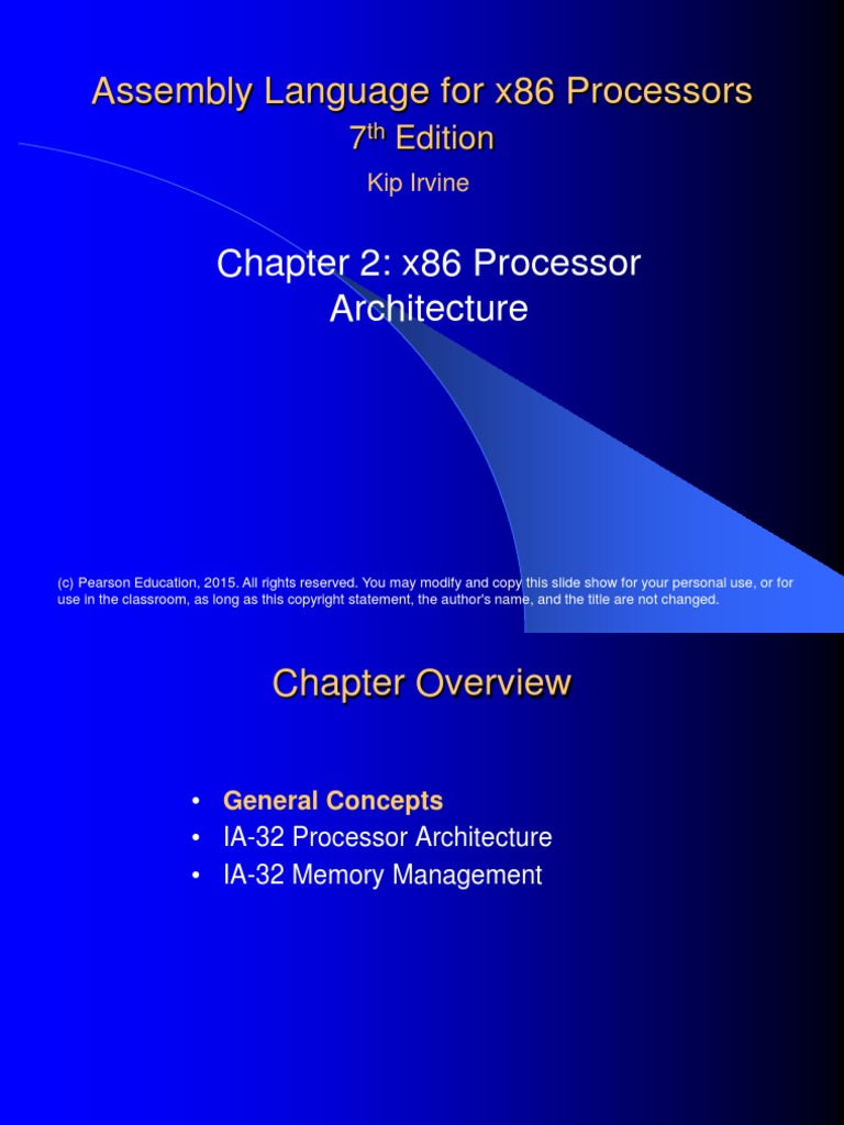Assembly Language For x86 Processors: Chapter 2: x86 Processor ...