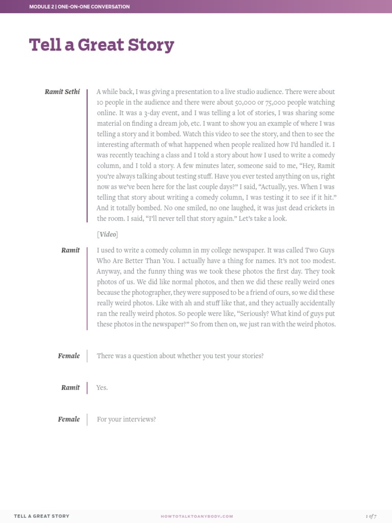 Tell A Great Story: Ramit Sethi | PDF | Language Arts & Discipline ...