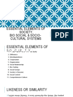 Essential Elements of Society Biosocialsocioculturalsystems