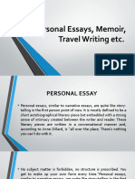 Personal Essays, Memoir, Travel Writing Etc