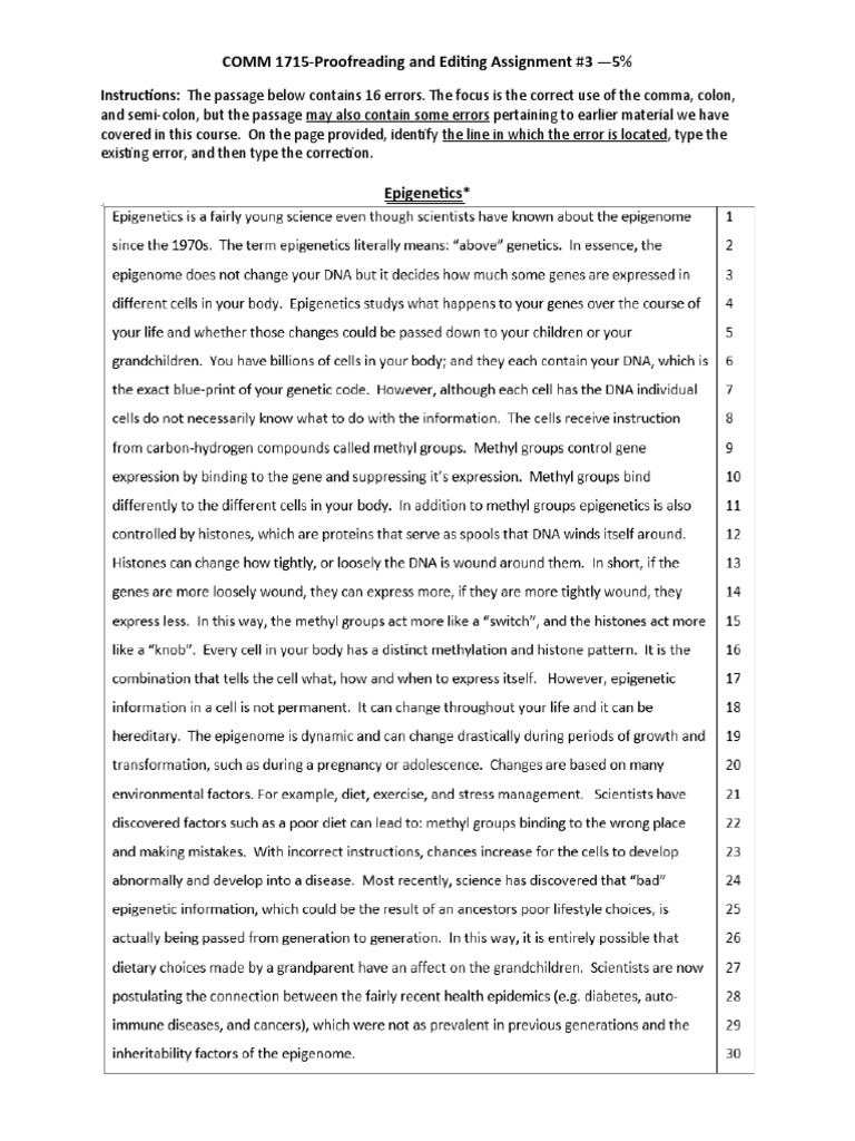 Proofreading Guide for Epigenetics Errors | PDF | Epigenetics | Histone