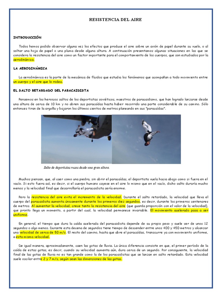 Resistencia Del Aire | PDF | Arrastrar (Física) | Formula Uno
