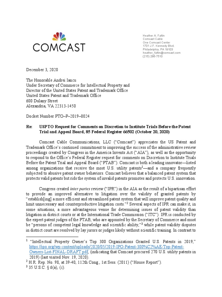 Comcast Comments Pdf Prior Art Lawsuit