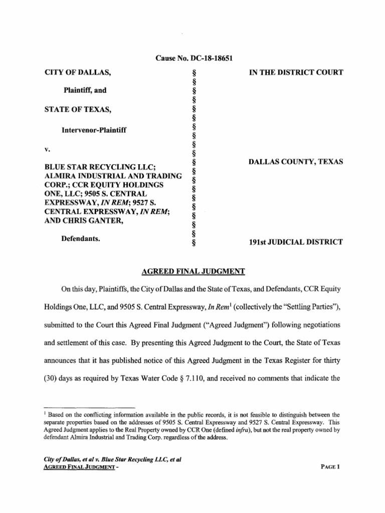 2020.10.23 Agreed Final Judgment | PDF | Consent Decree | Judgment (Law)