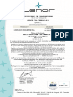 Certificado Conformidad Luminarias Sylvania