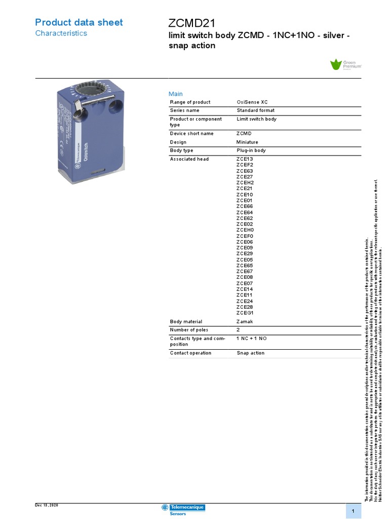 ZCMD21: Product Data Sheet | PDF | Switch | Fuse (Electrical)