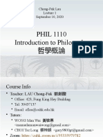 PHIL 1110 Introduction to Philosophy 哲學概論: Chong-Fuk Lau September 10, 2020