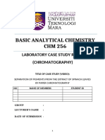 Basic Analytical Chemistry CHM 256: Laboratory Case Study Report (Chromatography)