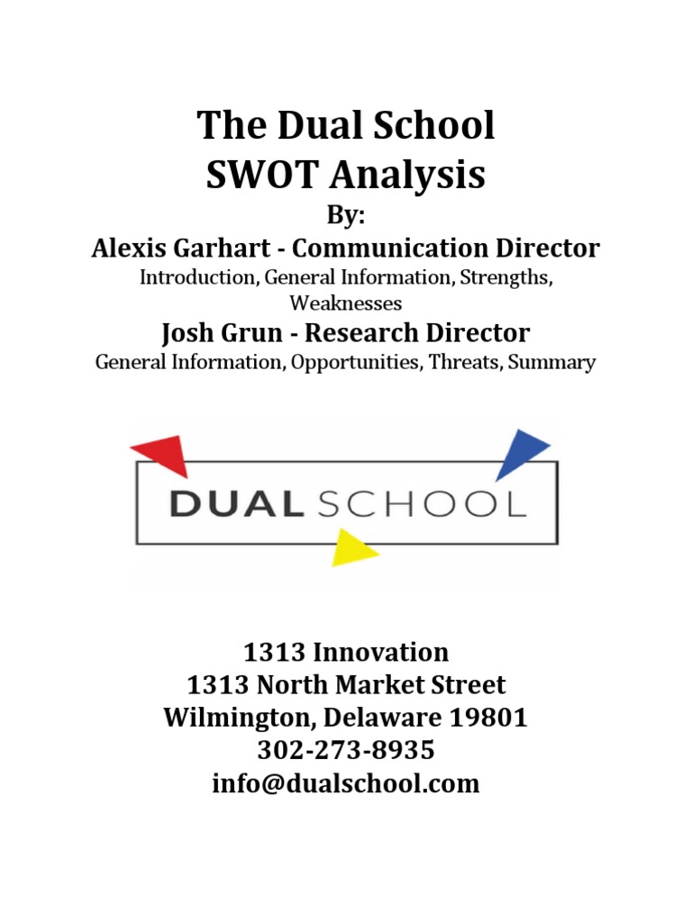 Dual School Nonprofit SWOT Analysis | PDF | Entrepreneurship | Swot ...