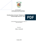 Reading Status of Grade 7 Students of Pablo Valencia National High School SY. 2019-2020