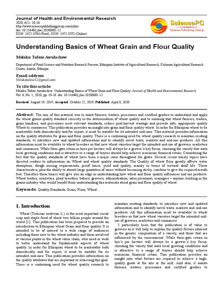 Understanding the Fundamentals of Wheat Grain and Flour Quality An