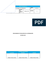 Procedimiento en Tecnologias de La Información Serviclimas