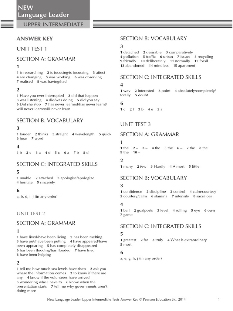 Answer Key (My English Leader) | PDF