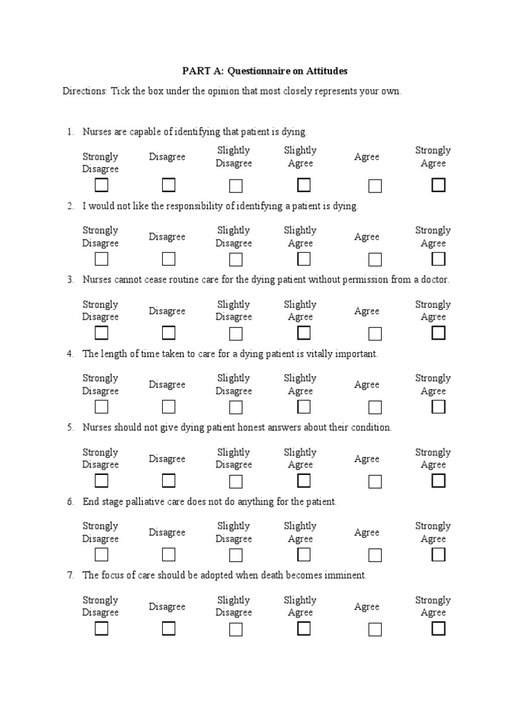 QUESTIONNAIRE | PDF | Palliative Care | End Of Life Care