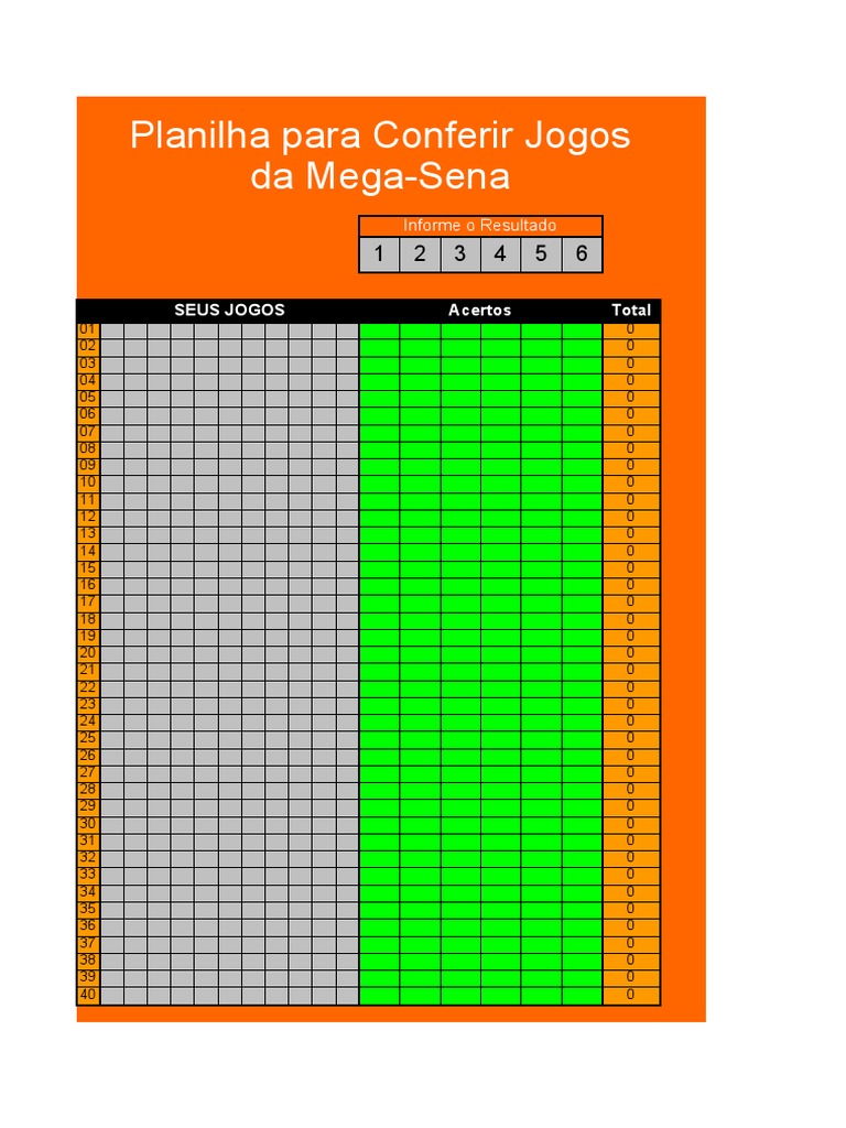 Planilha Megasena - Guia do Excel