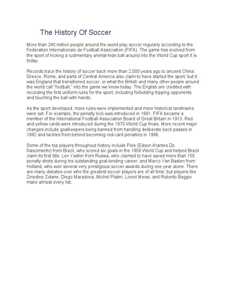 The History of Soccer PDF