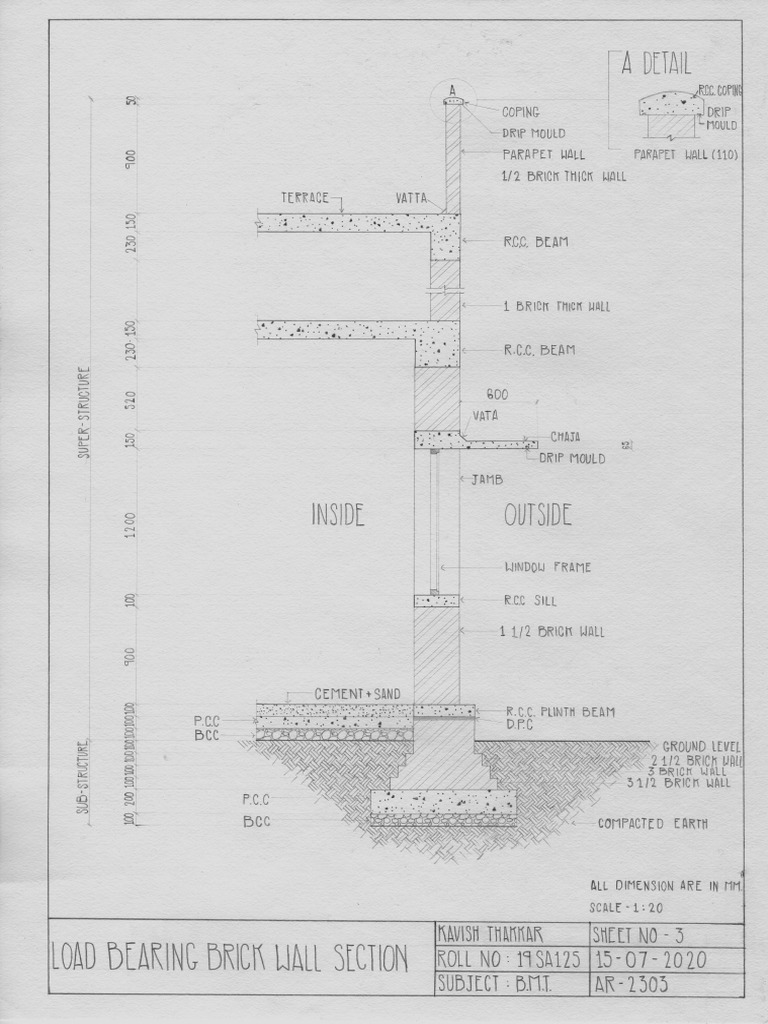 Load Bearing Brick Wall Section