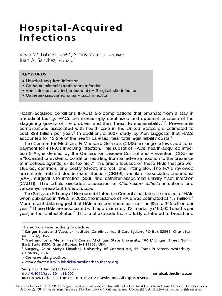 Hospital-Acquired Infections | PDF | Hospital Acquired Infection ...