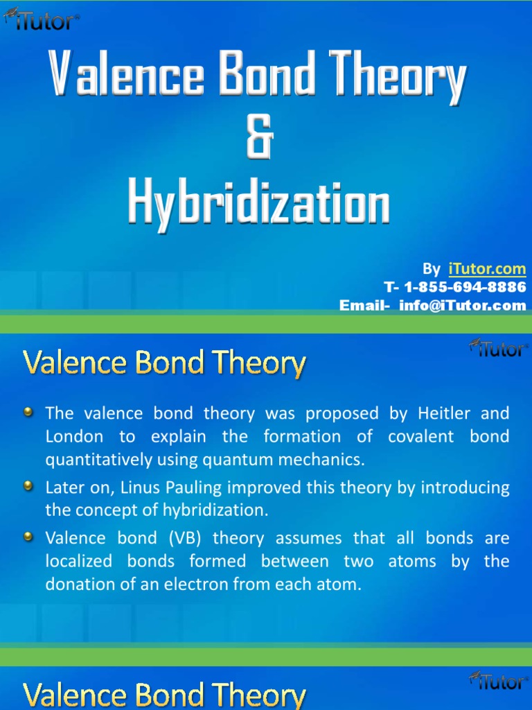 Valence Bond Theory & Hybridization | PDF | Covalent Bond | Molecular ...