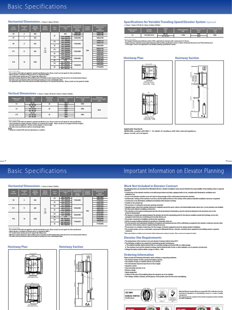 Specifications for a Variable Speed Elevator System PDF Elevator