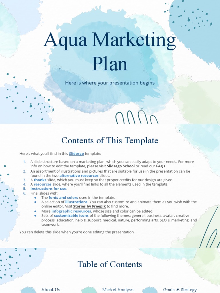 Aqua Marketing Plan by Slidego Download Free PDF Planets Solar System