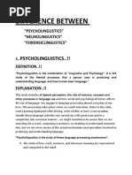 Difference Between Neuro, Psycho, Forensic Linguistics