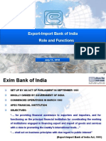 Export-Import Bank of India Role and Functions: July 15, 2010