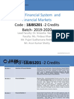 Indian Financial System and Financial Markets: Code: 18JBS201 - 2 Credits Batch-2019-2020